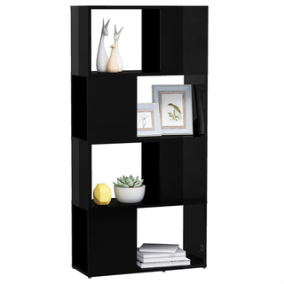 Book Cabinet Room Divider High Gloss Black 60x24x124.5 cm - Giant Lobelia