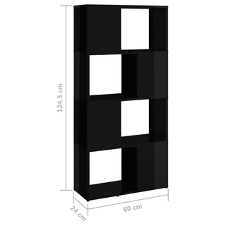 Book Cabinet Room Divider High Gloss Black 60x24x124.5 cm - Giant Lobelia