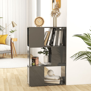 Book Cabinet Room Divider High Gloss Grey 60x24x94 cm Engineered Wood - Giant Lobelia