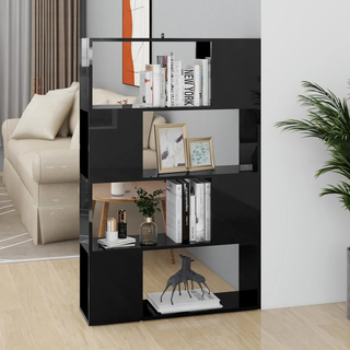 Book Cabinet Room Divider High Gloss Black 80x24x124.5 cm - Giant Lobelia