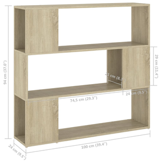 Book Cabinet Room Divider Sonoma Oak 100x24x94 cm - Giant Lobelia