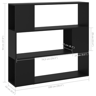 Book Cabinet Room Divider Black 100x24x94 cm - Giant Lobelia