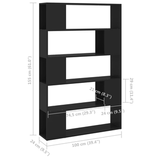 Book Cabinet Room Divider Black 100x24x155 cm Engineered Wood - Giant Lobelia