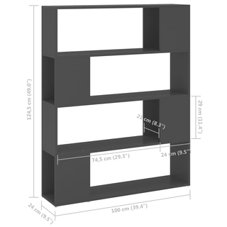 Book Cabinet Room Divider Grey 100x24x124 cm - Giant Lobelia