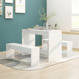 3 Piece Dining Set White Engineered Wood - Giant Lobelia