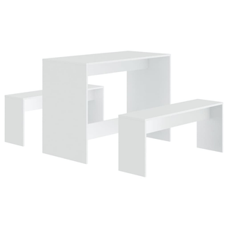 3 Piece Dining Set White Engineered Wood - Giant Lobelia