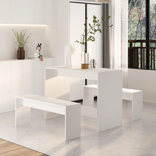 3 Piece Dining Set White Engineered Wood - Giant Lobelia