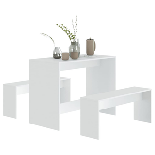 3 Piece Dining Set White Engineered Wood - Giant Lobelia