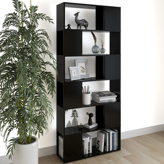 Book Cabinet Room Divider Black 80x24x186 cm Engineered Wood - Giant Lobelia