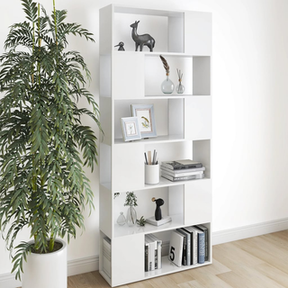 Book Cabinet Room Divider White 80x24x186 cm Engineered Wood - Giant Lobelia