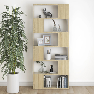 Book Cabinet Room Divider Sonoma Oak 80x24x186 cm Engineered Wood - Giant Lobelia