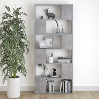 Book Cabinet Room Divider Concrete Grey 80x24x186 cm Engineered - Giant Lobelia