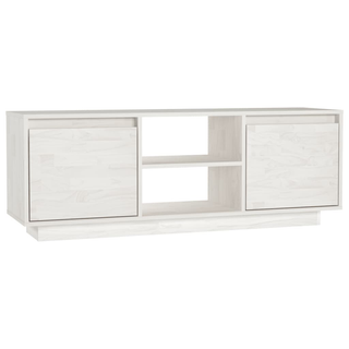 TV Cabinet White 110x30x40 cm Solid Pinewood - Giant Lobelia