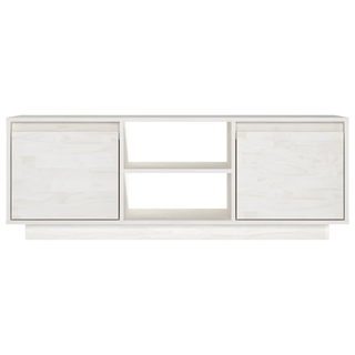 TV Cabinet White 110x30x40 cm Solid Pinewood - Giant Lobelia