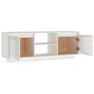 TV Cabinet White 110x30x40 cm Solid Pinewood - Giant Lobelia