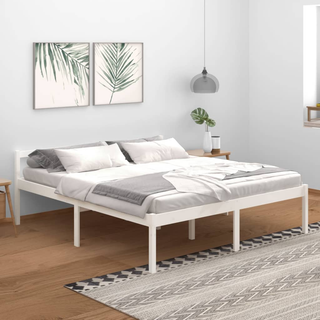 Bed Frame White Solid Wood Pine 180x200cm Super King Size - Giant Lobelia