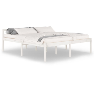 Bed Frame White Solid Wood Pine 180x200cm Super King Size - Giant Lobelia