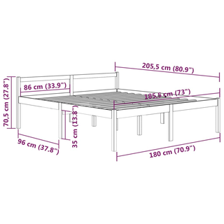 Bed Frame White Solid Wood Pine 180x200cm Super King Size - Giant Lobelia