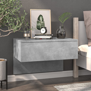 vidaXL Wall-mounted Bedside Cabinet Concrete Grey - Giant Lobelia