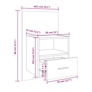 vidaXL Wall-mounted Bedside Cabinet Black - Giant Lobelia