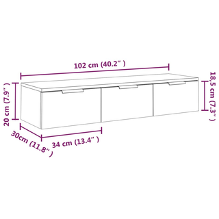 Wall Cabinet High Gloss White 102x30x20 cm Engineered Wood - Giant Lobelia