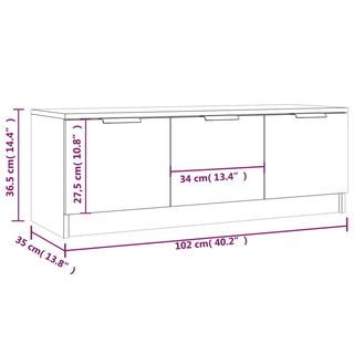 TV Cabinet White 102x35x36.5 cm Engineered Wood - Giant Lobelia