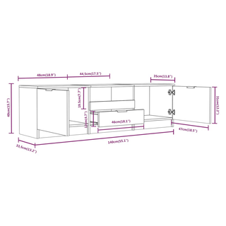 TV Cabinet Black 140x35x40 cm Engineered Wood - Giant Lobelia