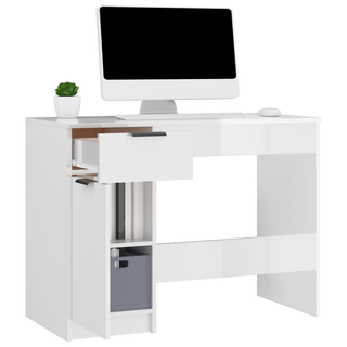 vidaXL Desk High Gloss White 100x50x75 cm Engineered Wood - Giant Lobelia