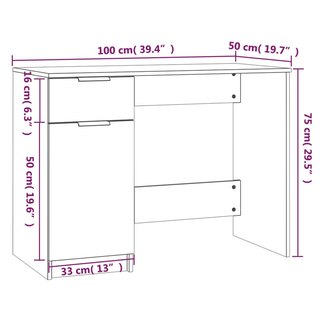 vidaXL Desk High Gloss White 100x50x75 cm Engineered Wood - Giant Lobelia