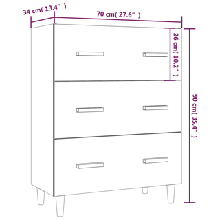 vidaXL Sideboard White 70x34x90 cm Engineered Wood - Giant Lobelia