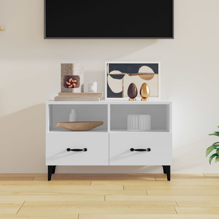 TV Cabinet White 80x36x50 cm Engineered Wood - Giant Lobelia