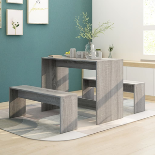 3 Piece Dining Set Grey Sonoma Engineered Wood - Giant Lobelia