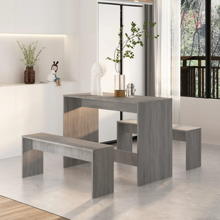 3 Piece Dining Set Grey Sonoma Engineered Wood - Giant Lobelia