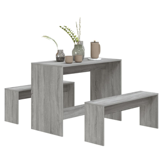 3 Piece Dining Set Grey Sonoma Engineered Wood - Giant Lobelia