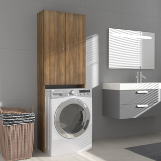 Washing Machine Cabinet Brown Oak 64x25.5x190 cm - Giant Lobelia