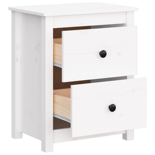 Bedside Cabinet White 50x35x61.5 cm Solid Wood Pine - Giant Lobelia