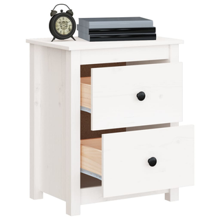 Bedside Cabinet White 50x35x61.5 cm Solid Wood Pine - Giant Lobelia