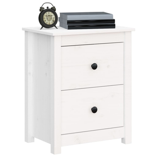 Bedside Cabinet White 50x35x61.5 cm Solid Wood Pine - Giant Lobelia