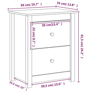 Bedside Cabinet White 50x35x61.5 cm Solid Wood Pine - Giant Lobelia