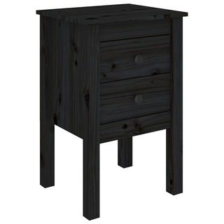 Bedside Cabinet Black 40x35x61.5 cm Solid Wood Pine - Giant Lobelia