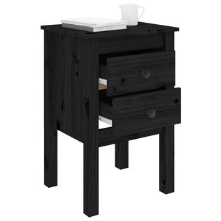 Bedside Cabinet Black 40x35x61.5 cm Solid Wood Pine - Giant Lobelia