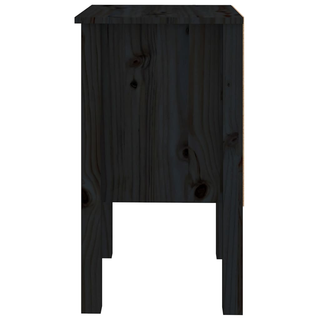 Bedside Cabinet Black 40x35x61.5 cm Solid Wood Pine - Giant Lobelia