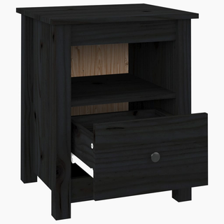 Bedside Cabinet Black 40x35x49 cm Solid Wood Pine - Giant Lobelia