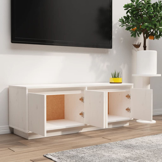 vidaXL TV Cabinet White 110x34x40 cm Solid Wood Pine - Giant Lobelia