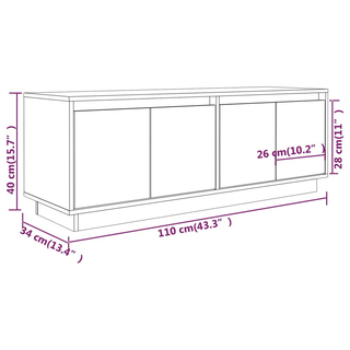 vidaXL TV Cabinet White 110x34x40 cm Solid Wood Pine - Giant Lobelia