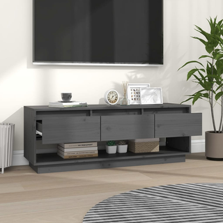 vidaXL TV Cabinet Grey 110.5x34x40 cm Solid Wood Pine - Giant Lobelia