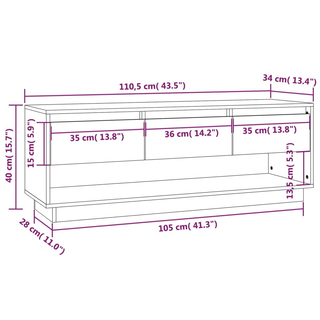 vidaXL TV Cabinet Grey 110.5x34x40 cm Solid Wood Pine - Giant Lobelia