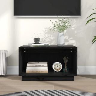 TV Cabinet Black 60x35x35 cm Solid Wood Pine - Giant Lobelia