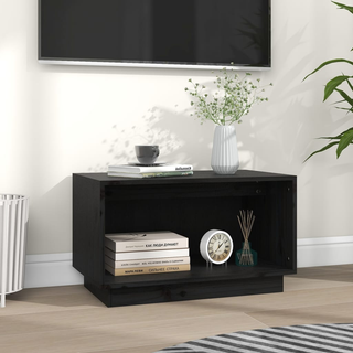 TV Cabinet Black 60x35x35 cm Solid Wood Pine - Giant Lobelia