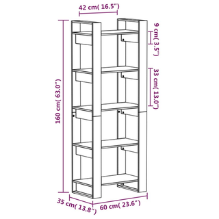 Book Cabinet/Room Divider 60x35x160 cm Solid Wood - Giant Lobelia